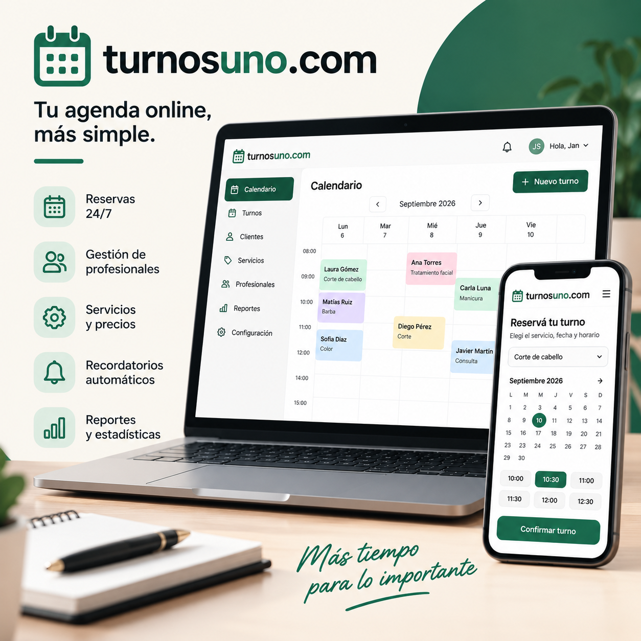 Turnos Uno – Sistema de turnos online para profesionales